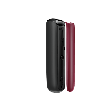 Vista lateral do painel frontal Dark Orchid para Ploom Aura, separado do dispositivo.