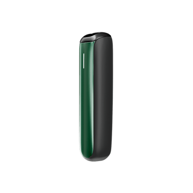 Vista lateral do painel frontal Amazon Green para Ploom AURA