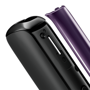 Plano aproximado do painel frontal Lavender para Ploom AURA, separado do dispositivo.