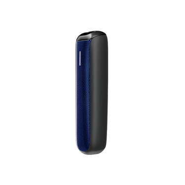 Vista lateral do painel frontal Navy Blue com padrão brilhante para Ploom AURA