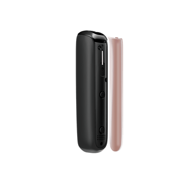 Vista lateral do painel frontal Rose Gold para Ploom Aura, separado do dispositivo.
