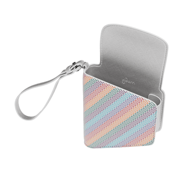Estojo Duo em tecido multicolorido e couro Silver