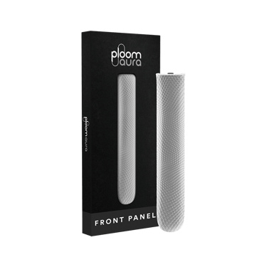 Embalagem do painel frontal Ploom AURA Lunar Silver com padrão brilhante