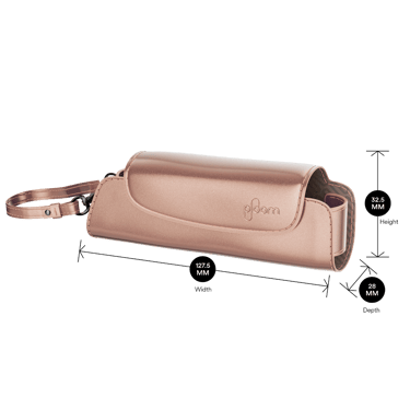 Vista lateral de um Estojo individual em couro sintético Rose Gold vazio