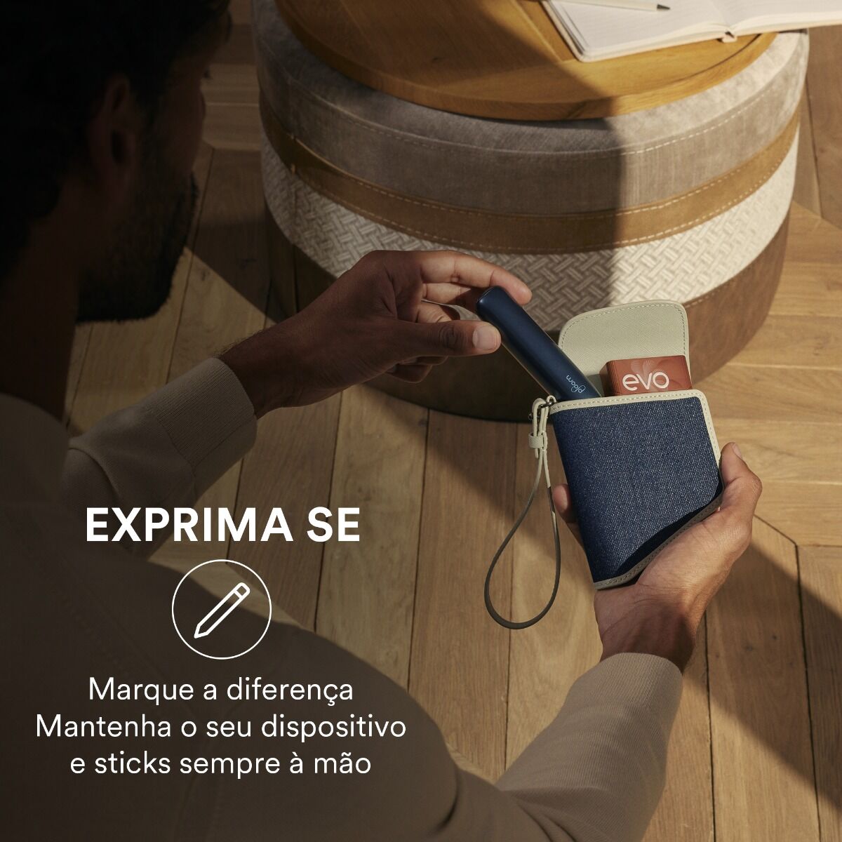 Estojo Duo em ganga e couro Grey: expresse-se, transforme o seu visual Ploom 