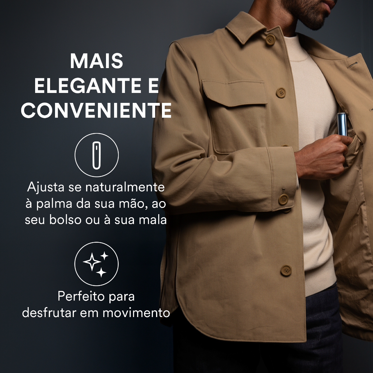 Ploom AURA na cor Jet Black é um dispositivo de tabaco aquecido elegante e prático.